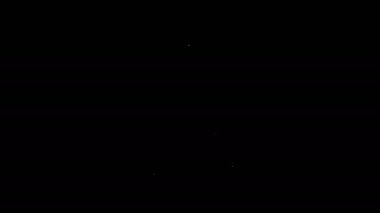 Beyaz çizgi pul simgesi siyah arkaplanda izole edildi. 4K Video hareketli grafik canlandırması
