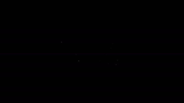 Bílá čára obálka s ikonou mince dolar symbol izolované na černém pozadí. Zvýšení platů, výplaty peněz, příjem z vyrovnání. Grafická animace pohybu videa 4K — Stock video