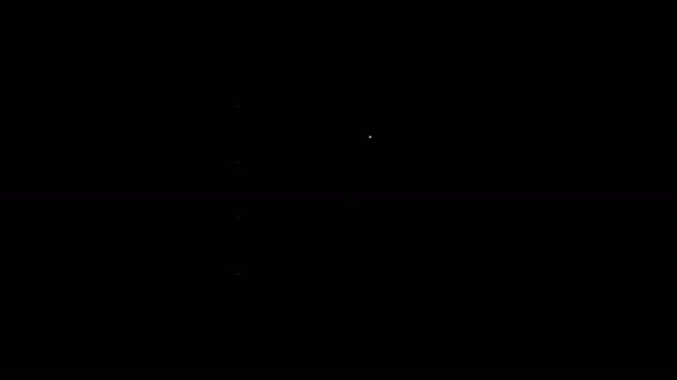 Línea blanca Icono de la libreta de direcciones aislado sobre fondo negro. Cuaderno, dirección, contacto, directorio, teléfono, icono de la guía telefónica. Animación gráfica de vídeo 4K — Vídeo de stock