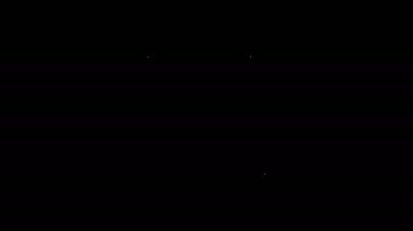 Beyaz çizgi yukarı ok simgesi siyah arkaplanda izole edildi. Yüzde işaretini arttırıyorum. 4K Video hareketli grafik canlandırması