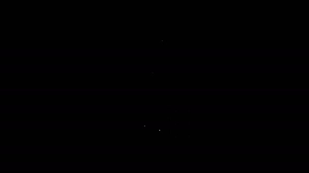 Калькулятор белой линии со значком денежного мешка на чёрном фоне. Бухгалтерский знак Расчет финансового символа. Видеографическая анимация 4K — стоковое видео