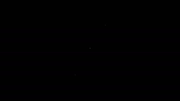 Bílá čára Staré přesýpací hodiny s tekoucí pískovou ikonou izolované na černém pozadí. Pískové hodiny. Obchodní a časová koncepce. Grafická animace pohybu videa 4K — Stock video
