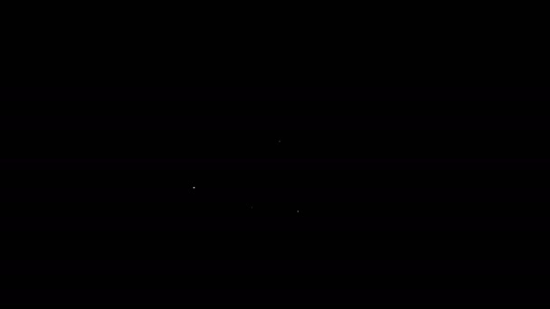 Línea blanca Laptop con símbolo de dólar icono aislado sobre fondo negro. Concepto de compras online. Ganancias en Internet, marketing. Animación gráfica de vídeo 4K — Vídeo de stock