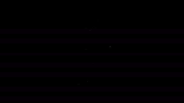 Línea blanca poste de gol de fútbol americano y balón de fútbol icono aislado sobre fondo negro. Animación gráfica de vídeo 4K — Vídeos de Stock