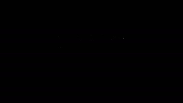 Línea blanca Icono del estadio de fútbol aislado sobre fondo negro. Arena de fútbol. Animación gráfica de vídeo 4K — Vídeo de stock