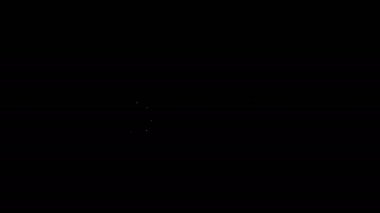 Beyaz çizgi ofis zımbası simgesi siyah arkaplanda izole edilmiş. Zımba, zımba, kağıt, karton, ofis malzemeleri. 4K Video hareketli grafik canlandırması