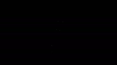 Beyaz çizgi çiçekleri siyah arkaplanda izole edilmiş bir çömlek simgesi. Tencerede yetişen bir bitki. Saksı bitkisi işareti. 4K Video hareketli grafik canlandırması