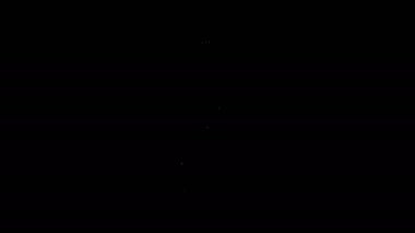 Beyaz çizgi Kaktüs ve siyah arka planda izole edilmiş tencere simgesinde sulu. Tencerede yetişen bir bitki. Saksı bitkisi işareti. 4K Video hareketli grafik canlandırması
