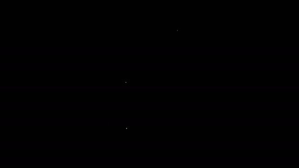 Значок принтера белой линии изолирован на черном фоне. Видеографическая анимация 4K — стоковое видео