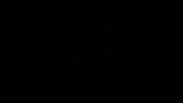 Línea blanca Concepto de búsqueda con icono de carpeta aislado sobre fondo negro. Lupa y documento. Signo de datos e información. Animación gráfica de vídeo 4K — Vídeos de Stock