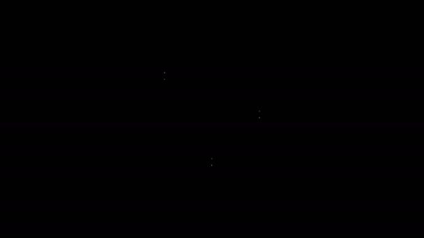 Bílá čára Ikona ozubení izolované na černém pozadí. Značka nastavení ozubeného kola. Symbol kolečka. Grafická animace pohybu videa 4K — Stock video