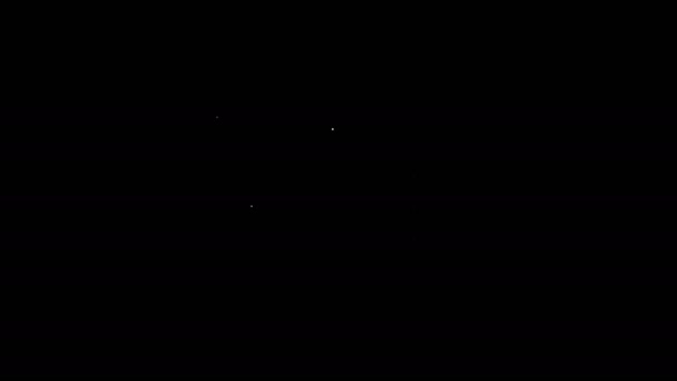 Línea blanca Icono de teléfono aislado sobre fondo negro. Teléfono fijo. Animación gráfica de vídeo 4K — Vídeo de stock