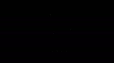 Siyah arkaplanda beyaz çizgi para çantası ve diyagram grafik simgesi var. Finansal analizler, bütçe planlaması, finans yöneticileri. 4K Video hareketli grafik canlandırması