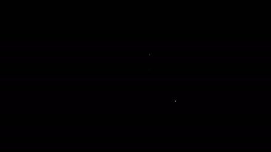 Grafik çizelgesi simgesi olan beyaz çizgi bilgisayar monitörü siyah arkaplanda izole edildi. Metin dosya simgesini rapor et. Muhasebe tabelası. Denetim, analiz, planlama. 4K Video hareketli grafik canlandırması