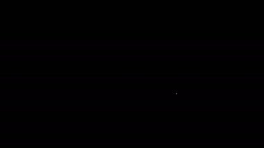 Beyaz çizgi bilgisayar ekranı simgesi siyah arkaplanda izole edildi. Elektronik cihaz. Ön manzara. 4K Video hareketli grafik canlandırması