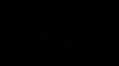 Beyaz çizgi ilaç şişesi ve siyah arka planda izole edilmiş hap ikonu. Şişe hapı işareti. Eczane tasarımı. 4K Video hareketli grafik canlandırması