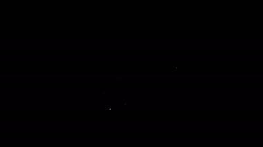 Siyah arkaplanda beyaz çizgi kağıt ataç simgesi izole edildi. 4K Video hareketli grafik canlandırması