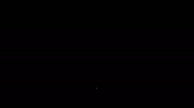 Beyaz çizgi bilgisayar fare simgesi siyah arkaplanda izole edildi. Tekerlek sembollü optik. 4K Video hareketli grafik canlandırması