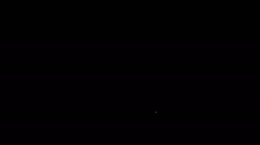 Beyaz çizgi turist çadırı simgesi siyah arka planda izole edildi. Kamp sembolü. 4K Video hareketli grafik canlandırması