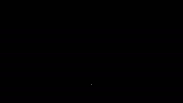 Linha branca Medicina pílula ou tablet ícone isolado no fundo preto. Comprimido de cápsula e sinal de droga. Design de farmácia. Animação gráfica em movimento de vídeo 4K — Vídeo de Stock