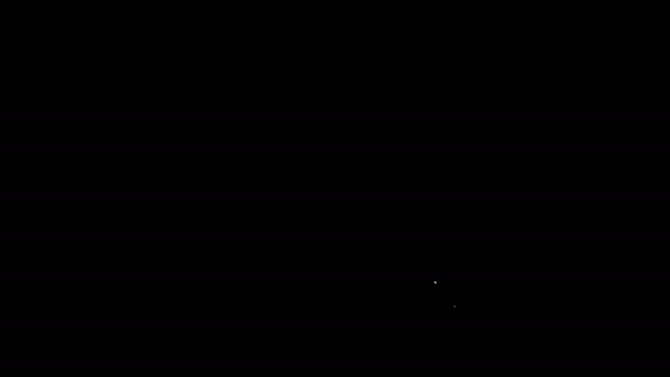 Witte lijn Potlood met gum en lijn pictogram geïsoleerd op zwarte achtergrond. Onderwijsbord. Tekening en educatieve hulpmiddelen. Schoolkantoorsymbool. 4K Video motion grafische animatie — Stockvideo