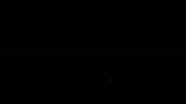 Белая линия Смартфон с электронным посадочным талоном авиабилет значок изолирован на черном фоне. Мобильный билет пассажирского самолета для веб и приложения. Видеографическая анимация 4K — стоковое видео