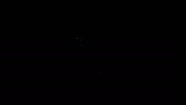 Indicatore della mappa della linea bianca con Colosseo a Roma, icona dell'Italia isolata su sfondo nero. Segno del Colosseo. Simbolo dell'Antica Roma, combattimenti tra gladiatori. Animazione grafica 4K Video motion — Video Stock