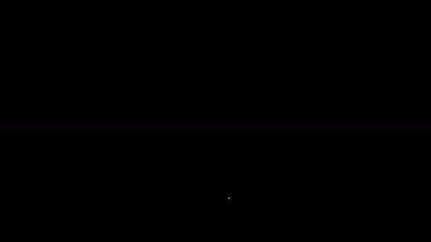 Linha branca Ícone de balão de ar quente isolado no fundo preto. Transporte aéreo para viagens. Animação gráfica em movimento de vídeo 4K — Vídeo de Stock