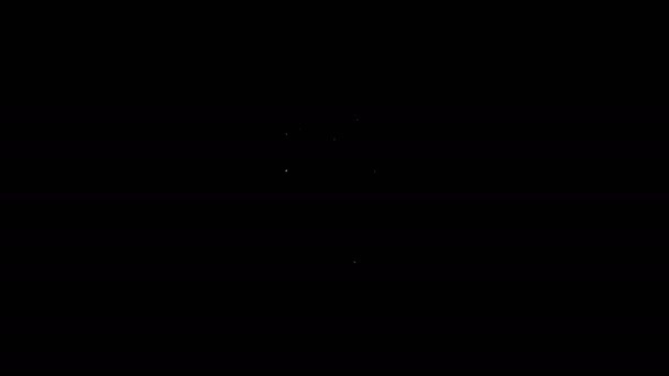 Weiße Linie Kartenzeiger mit Bergsymbol isoliert auf schwarzem Hintergrund. Bergreisen-Ikone. 4K Video Motion Grafik Animation — Stockvideo