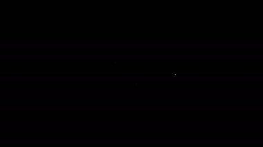 Siyah arka planda beyaz çizgi seyahat bileti ikonu izole edildi. Tren, gemi, uçak, tramvay, otobüs. Seyahat servisi konsepti. 4K Video hareketli grafik canlandırması