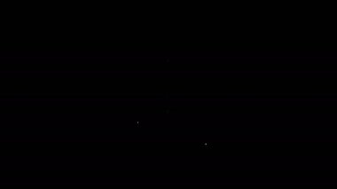 Beyaz çizgi posta pulu ve Eyfel kulesi simgesi siyah arka planda izole edilmiş. 4K Video hareketli grafik canlandırması
