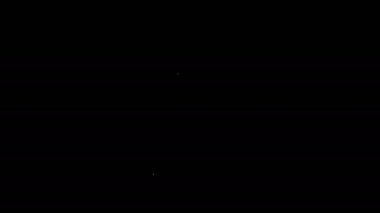 Siyah arkaplanda beyaz çizgi halinde kağıt poşet ikonu var. Paket işareti. 4K Video hareketli grafik canlandırması