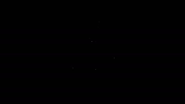 黒の背景に隔離された白い線の船のアイコン。4Kビデオモーショングラフィックアニメーション — ストック動画