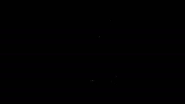 Белая линия Чемодан для путешествий иконка выделена на черном фоне. Путешествую по багажному знаку. Значок дорожного багажа. Видеографическая анимация 4K — стоковое видео