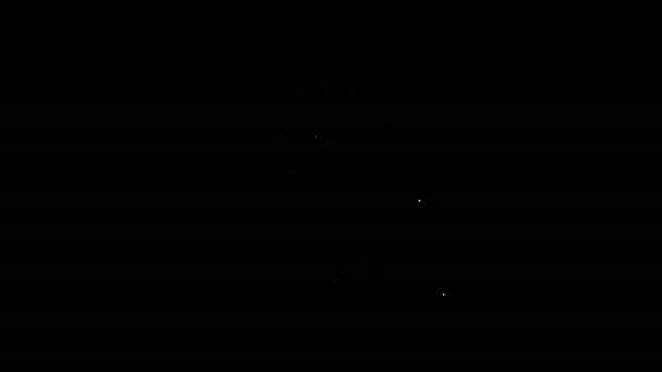 Línea blanca Edificio de compras en pantalla icono del ordenador aislado sobre fondo negro. Concepto e-commerce, e-business, marketing online. Animación gráfica de vídeo 4K — Vídeos de Stock