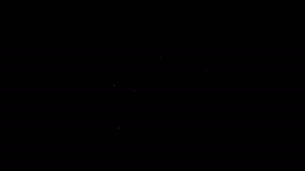 Bílá čára Nákupní košík ikona izolované na černém pozadí. Online nákupní koncept. Podpis doručovací služby. Symbol nákupního košíku. Grafická animace pohybu videa 4K — Stock video