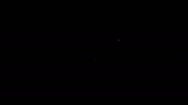Beyaz çizgi indirimli etiket simgesi siyah arkaplanda izole edildi. Etiket alışverişi. Özel teklif işareti. İndirim kuponları sembolü. 4K Video hareketli grafik canlandırması