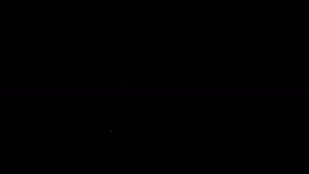 Witte lijn Winkelwagen pictogram geïsoleerd op zwarte achtergrond. Online kopen concept. Bezorging bord. Winkelwagensymbool. 4K Video motion grafische animatie — Stockvideo