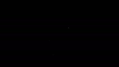 Beyaz çizgi çiçekleri siyah arkaplanda izole edilmiş bir çömlek simgesi. Tencerede yetişen bir bitki. Saksı bitkisi işareti. 4K Video hareketli grafik canlandırması