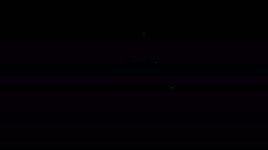 Beyaz çizgili El, çiçek ikonunu siyah arka planda tutuyor. Tohum ve tohum. Fidan dikiyorum. Ekoloji konsepti. 4K Video hareketli grafik canlandırması