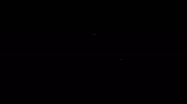 Çevre koruma ikonunu elinde tutan beyaz çizgili bitki siyah arka planda izole edilmiş. Tohum ve tohum. Fidan dikiyorum. Ekoloji konsepti. 4K Video hareketli grafik canlandırması