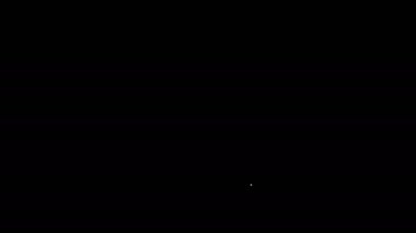 Siyah arkaplanda elma ikonu olan beyaz çizgi ağacı. Tarım fabrikası. Organik tarım ürünü. Bahçe teması. 4K Video hareketli grafik canlandırması