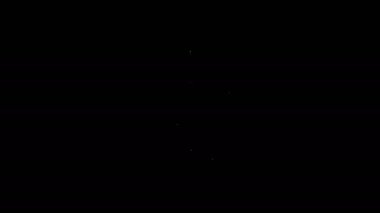 Beyaz çizgi çiçek simgesi siyah arkaplanda izole edildi. 4K Video hareketli grafik canlandırması