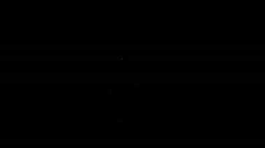 Siyah arka planda izole edilmiş, çömlek simgesindeki beyaz çizgi ağacı. Saksıda saksı bitkisi. Ev ve iç mekan için doğal dekor. Saksı bitkisi işareti. 4K Video hareketli grafik canlandırması