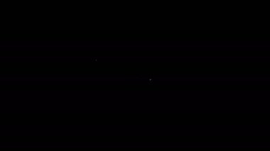 Siyah arka planda izole edilmiş kedi ya da köpek ikonu için beyaz çizgi evcil hayvan yemek kasesi. Köpek ya da kedi pençesi izi. 4K Video hareketli grafik canlandırması