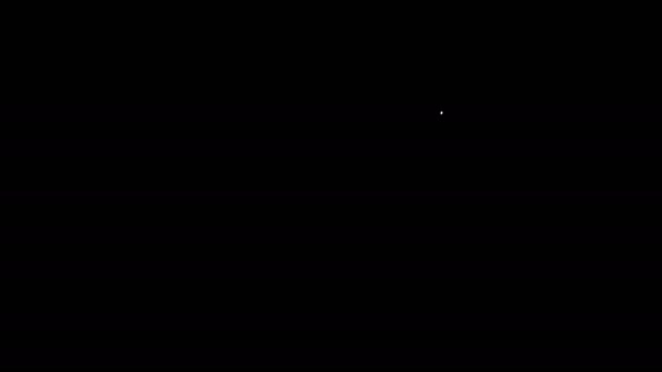 Linea bianca Guanti da giardino icona isolata su sfondo nero. Guanti di gomma segno. Protezione delle mani agricole, sicurezza dei guanti. Animazione grafica 4K Video motion — Video Stock