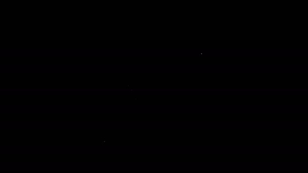 Λευκό δοχείο ποτίσματος γραμμής με εικονίδιο νερού που απομονώνεται σε μαύρο φόντο. Ποτίζει ένα βλαστάρι. Σύμβολο άρδευσης. 4K Γραφική κίνηση κίνησης βίντεο — Αρχείο Βίντεο