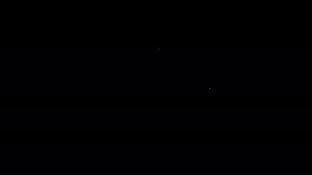 Weiße Linie Sprossen in der Hand des Umweltschutzsymbols isoliert auf schwarzem Hintergrund. Samen und Sämlinge. Bäumchen pflanzen. Ökologiekonzept. 4K Video Motion Grafik Animation — Stockvideo