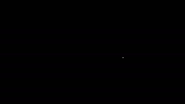 白い線黒の背景に隔離された果物や野菜のアイコンのための木製の箱。4Kビデオモーショングラフィックアニメーション — ストック動画