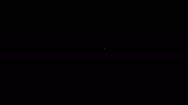Weiße Linie Gartenkelle Spaten oder Schaufel Symbol isoliert auf schwarzem Hintergrund. Gartenwerkzeug. Werkzeug für Gartenbau, Landwirtschaft, Landwirtschaft. 4K Video Motion Grafik Animation — Stockvideo